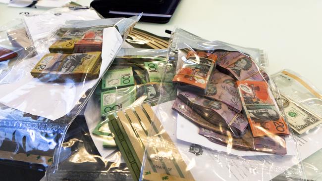 A sample of the $4 million in cash restrained as part of a search warrant executed in Melbourne.