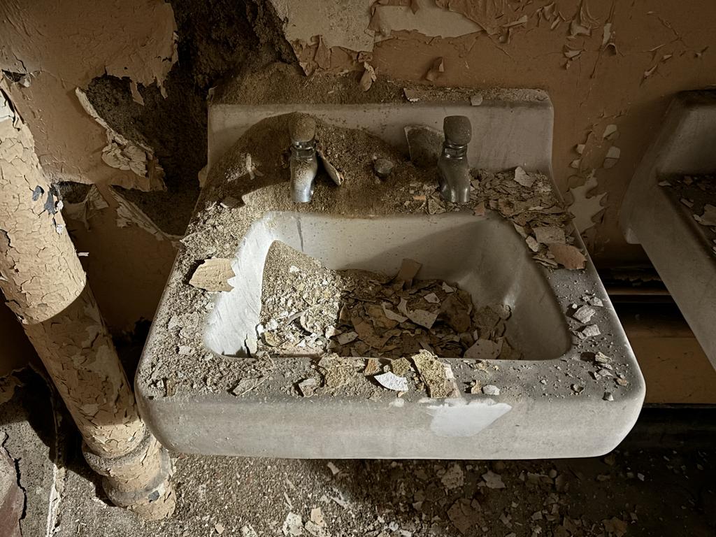 Sink remains in the old bathrooms. Picture: Benedict Brook/news.com.au