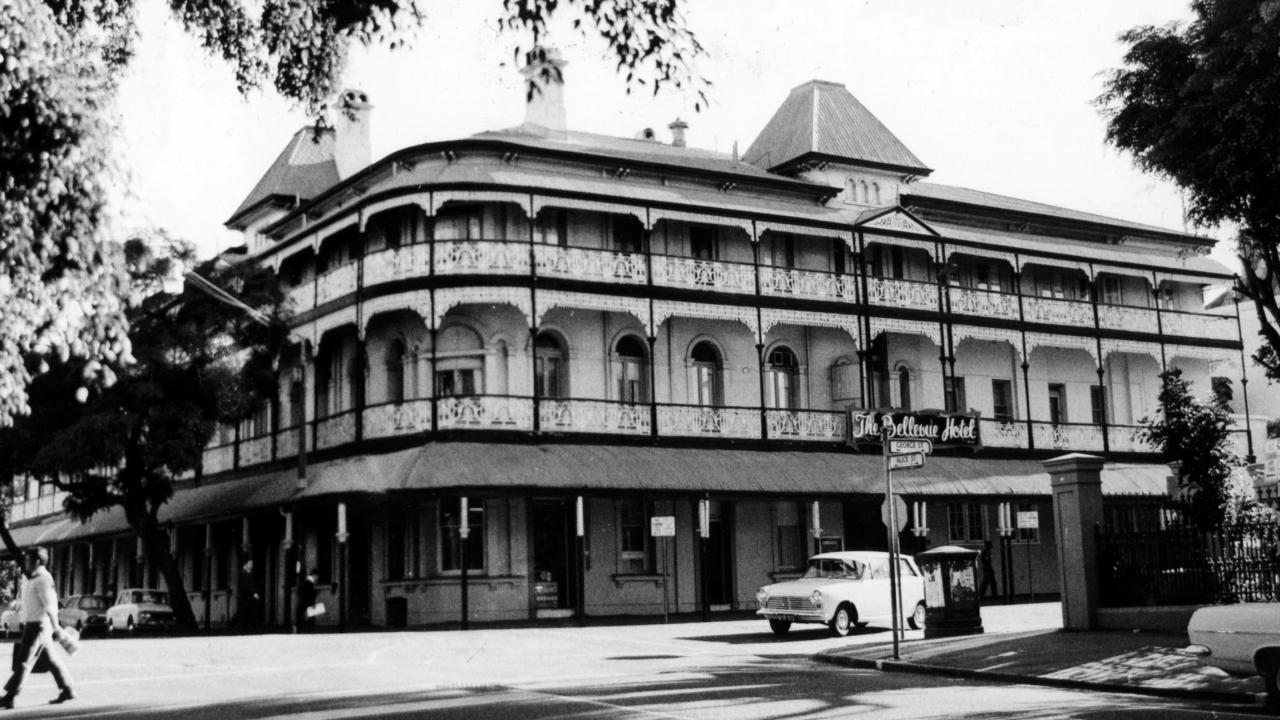 Bellevue Hotel at the corner of George &amp; Alice Streets, Brisbane, in 1970 where revellers will get ready to attend New Years Eve celebrations. The hotel was demolished a few years later. Photo: Courier Mail archives