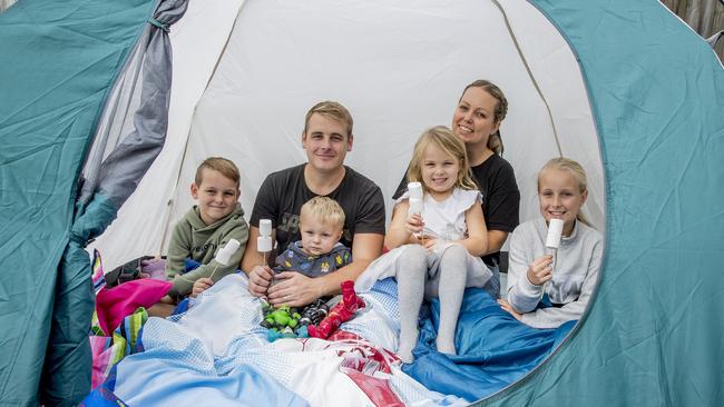 The Wissmann family are getting ready for the first-ever Camp In for Camp Quality event this Saturday. Picture: Jerad Williams