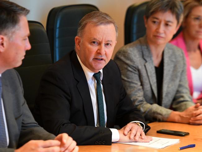 Federal Opposition Leader Anthony Albanese (centre). Picture: Dan Peled