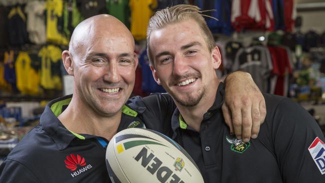 Former Canberra Raider Jason Croker and nephew Lachlan Croker.