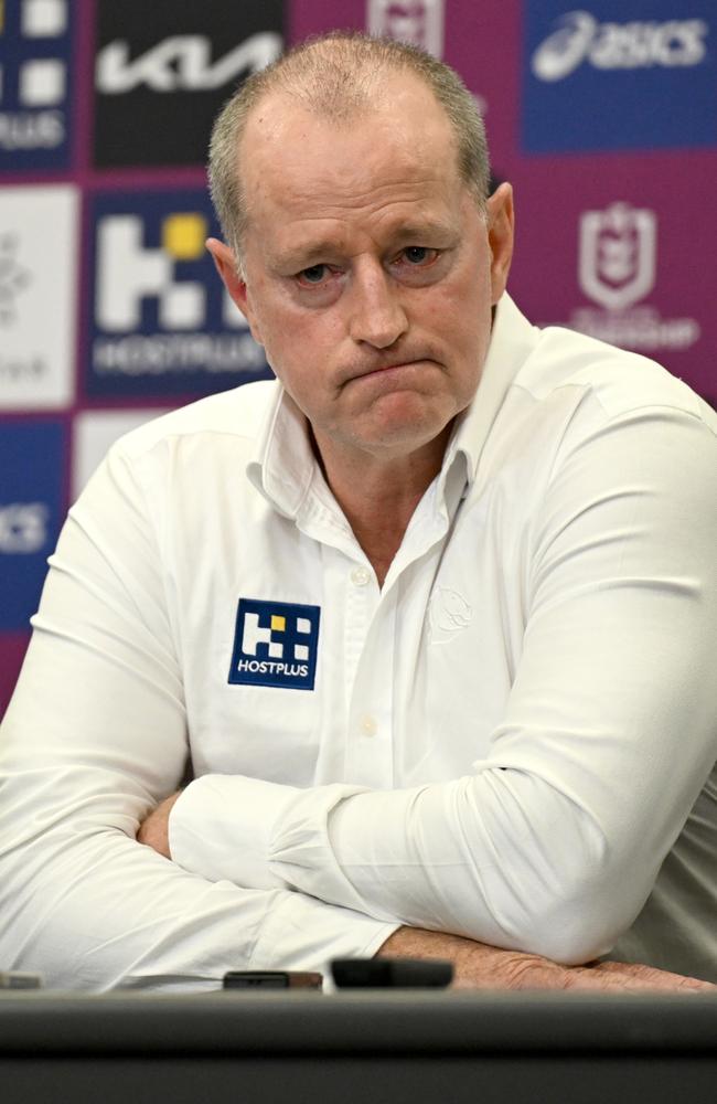 Broncos’ coach Michael Maguire after the most recent loss to South Sydney. Picture: NRL Imagery