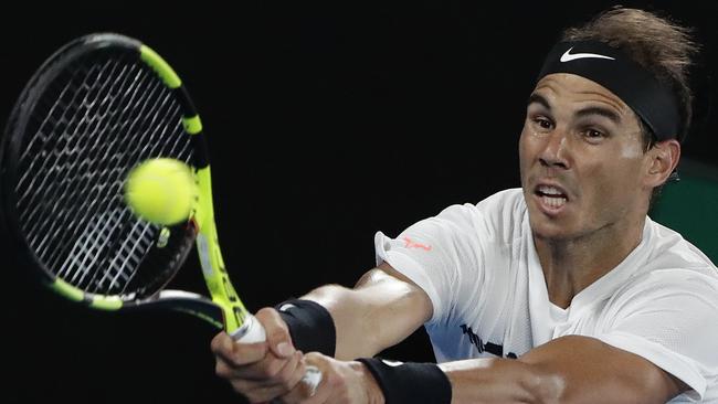 Rafael Nadal in action against Grigor Dimitrov in the Australian Open semi.