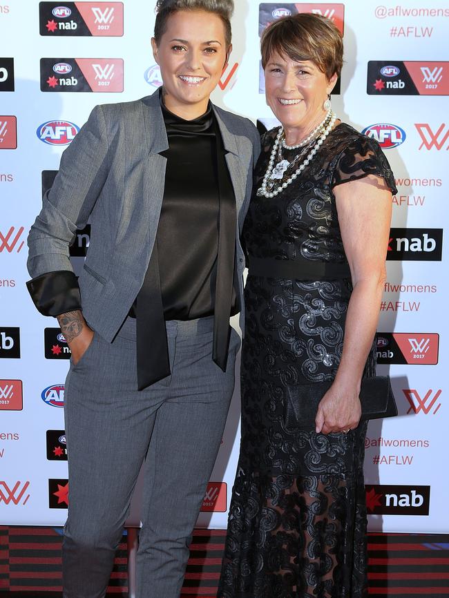 Magpie Moana Hope and AFLW campaigner Jan Cooper. Picture: Julie Kiriacoudis