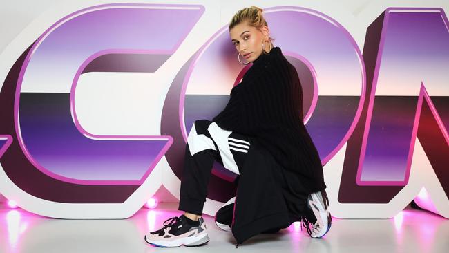 Demand for the ‘dad’ sneaker, as seen on Hailey Baldwin, is growing in Australia. Picture: Getty Images for adidas