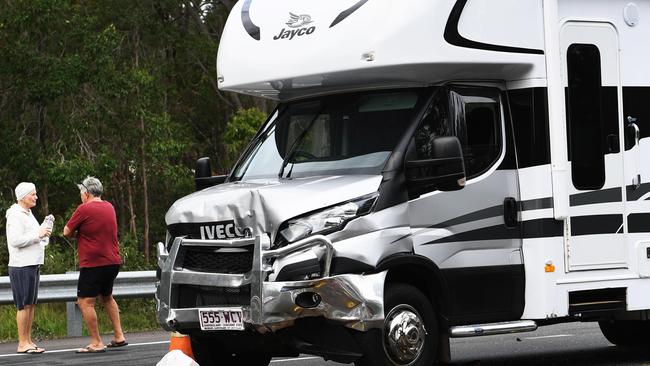 The RV involved in the fatal Bruce Hwy crash. Picture: Cody Fox