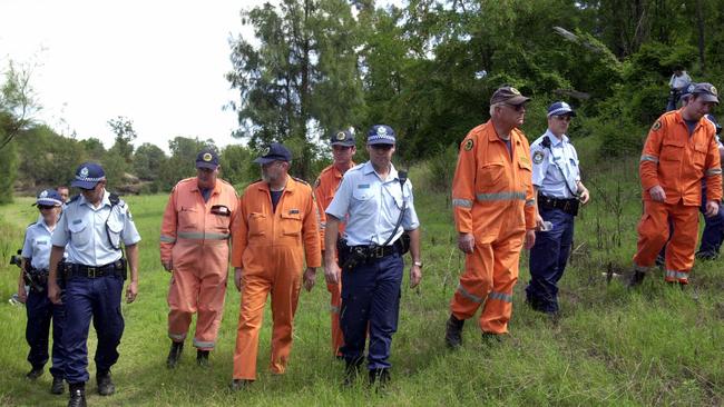 Police search along the Nepean River near Menangle after Mr Palmer’s body was found.