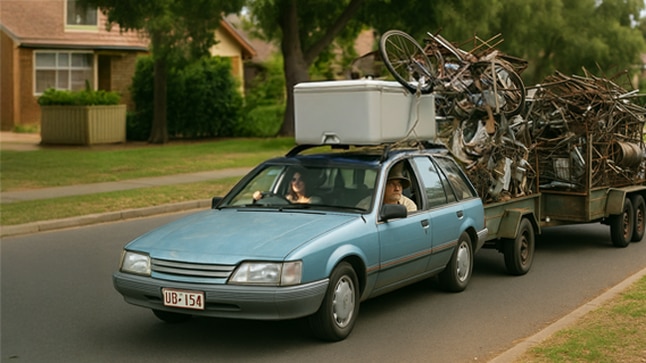 Hard rubbish collection in Adelaide's glory days, as reimagined by AI. Picture: AI generated