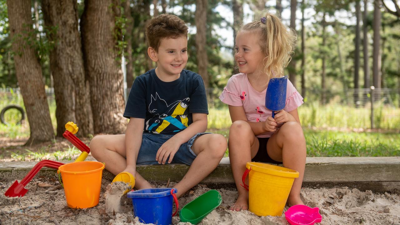 Oliver and Isla play in the sandpit at the Marburg Playgroup. PHOTO: Ali Kuchel