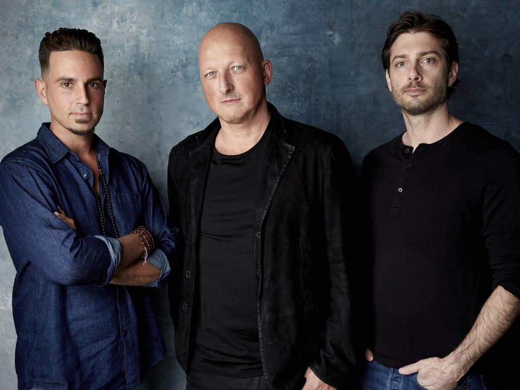 Wade Robson, director Dan Reed and James Safechuck are behind the bombshell Leaving Neverland documentary. Picture: Taylor Jewell/Invision