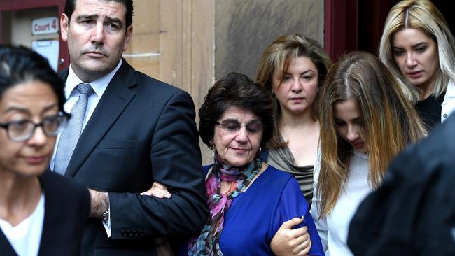 Judith Obeid, the wife of the former NSW Labor minister, leaves the NSW Supreme Court, being supported by her family. Picture: AAP