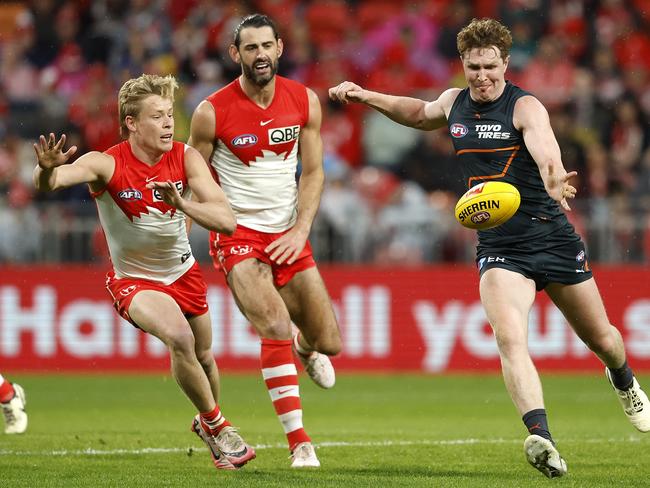 Isaac Heeney and Tom Green will be going head to head as two of the Swans and Giants’ respective Academy players in this week’s Sydney Derby. Picture: Phil Hillyard