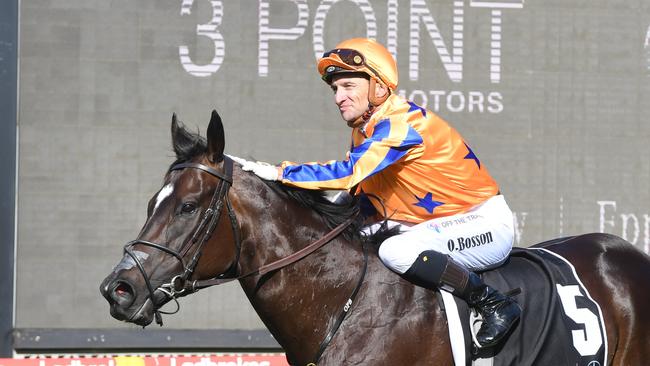 Opie Bosson returns to scale aboard Imperatriz following her most recent victory in the Group 1 William Reid Stakes at The Valley Picture: Brett Holburt/Racing Photos via Getty Images