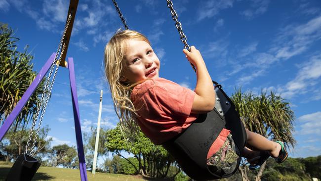 Koa Newton-Fowler, 3, is excited at the chance to get back down to his local park as COVID-19 restrictions are gradually lifted. Photo Lachie Millard