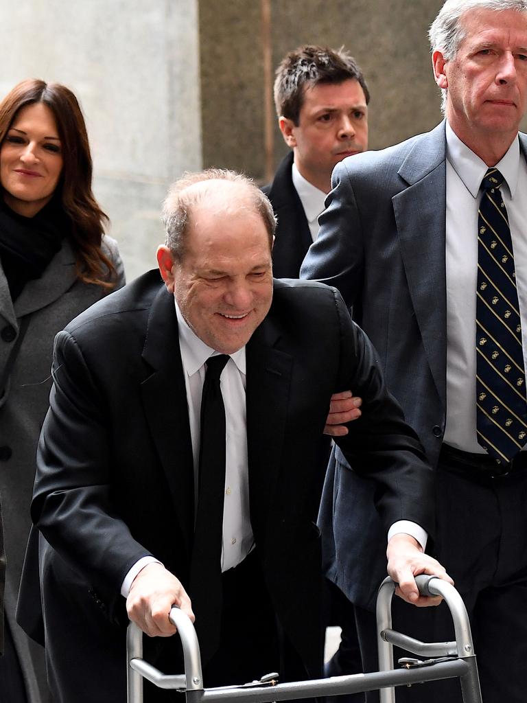 Harvey Weinstein arrives using a walker at the Manhattan Criminal Court, on January 6, 2020 in New York City. Picture: Johannes Eisele / AFP.