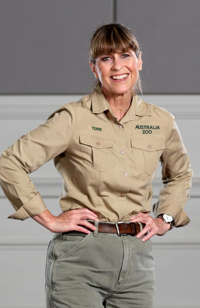 Keeping the legacy alive … Terri Irwin, pictured this year, and Robery and Bindi have carried on Steve’s wildlife work. Picture: Steve Pohlner