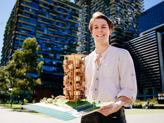 Caleb Niethe, an architecture student, is a finalist in the Bradfield Scholarship. Picture: Jonathan Ng