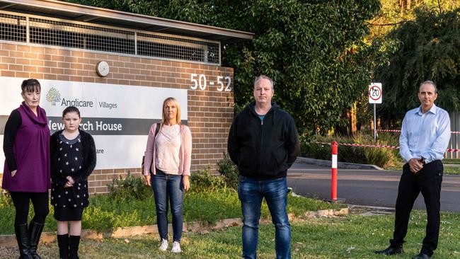 Relatives of Newmarch residents outside Newmarch House. Picture; Monique Harmer.