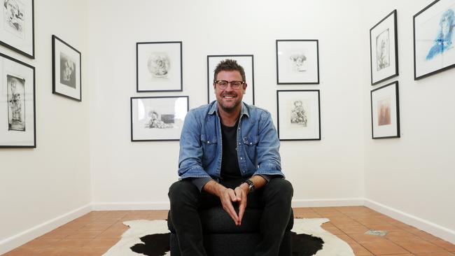 Johannes Leak at the Bill Leak Gallery in Ettalong, which from this weekend will show some of the works by his father Bill. Picture: Nikki Short