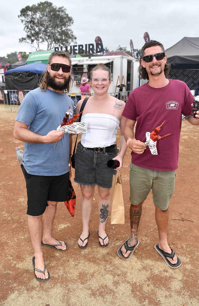 Tyrone Dixon, Alex Cooch and Daniel Alexander at Meatstock, Toowoomba Showgrounds. Picture: Patrick Woods.