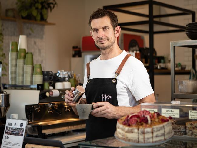 Portrait of Kim Blume, owner of cafe 'The Local Collective' in Galston, photographed working in the cafe on 19th October 2018. (AAP Image / Julian Andrews).