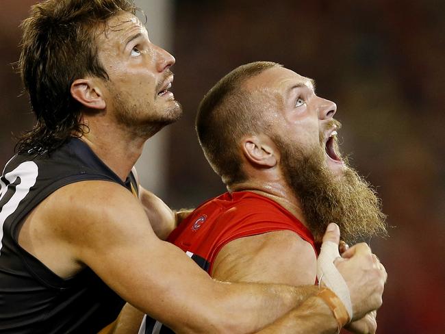 Max Gawn comprehensively outplayed Ivan Maric. Picture: Michael Klein