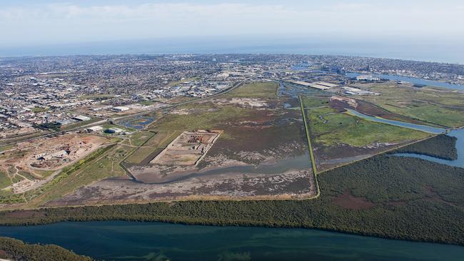 Aerial shot of the Gillman site where the renewable energy facility was planned. Picture: Supplied by the Office of the Premier of South Australia