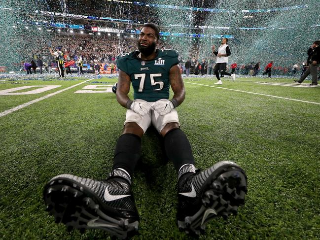 Vinny Curry #75 of the Philadelphia Eagles celebrates after defeating the New England Patriots 41-33 in Super Bowl LII at U.S. Bank Stadium on February 4, 2018 in Minneapolis, Minnesota. Picture: Getty Images