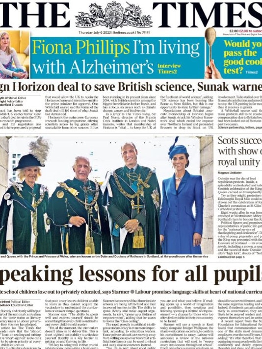 The best Charles got was a group shot on the front page of The Times.