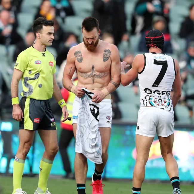 Charlie Dixon puts his guernsey back on. Picture: Sarah Reed