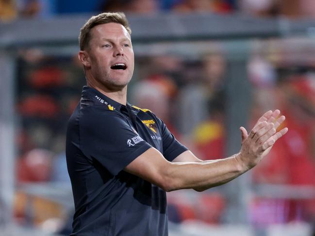 Sam Mitchell wasn’t happy on Saturday night. Picture: Russell Freeman/AFL Photos