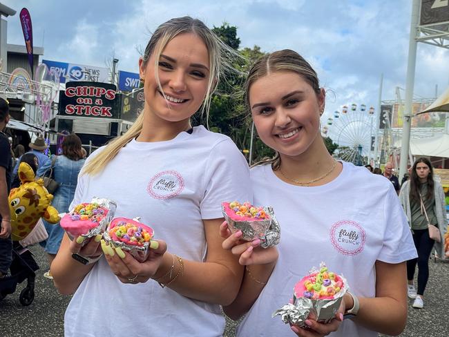 Mary Stratikopoulos and Zoe Skanavis try some flurritos. Picture: Jenifer Jagielski