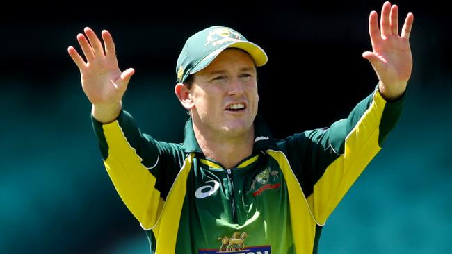 Australia's George Bailey directs his players during the final ODI game between Australia and South Africa at the Sydney Cricket Ground .Picture Gregg Porteous