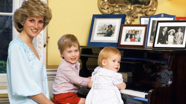 Diana, Princess of Wales with Prince William and Prince Harry in 1985. Picture: Tim Graham/Getty Images.