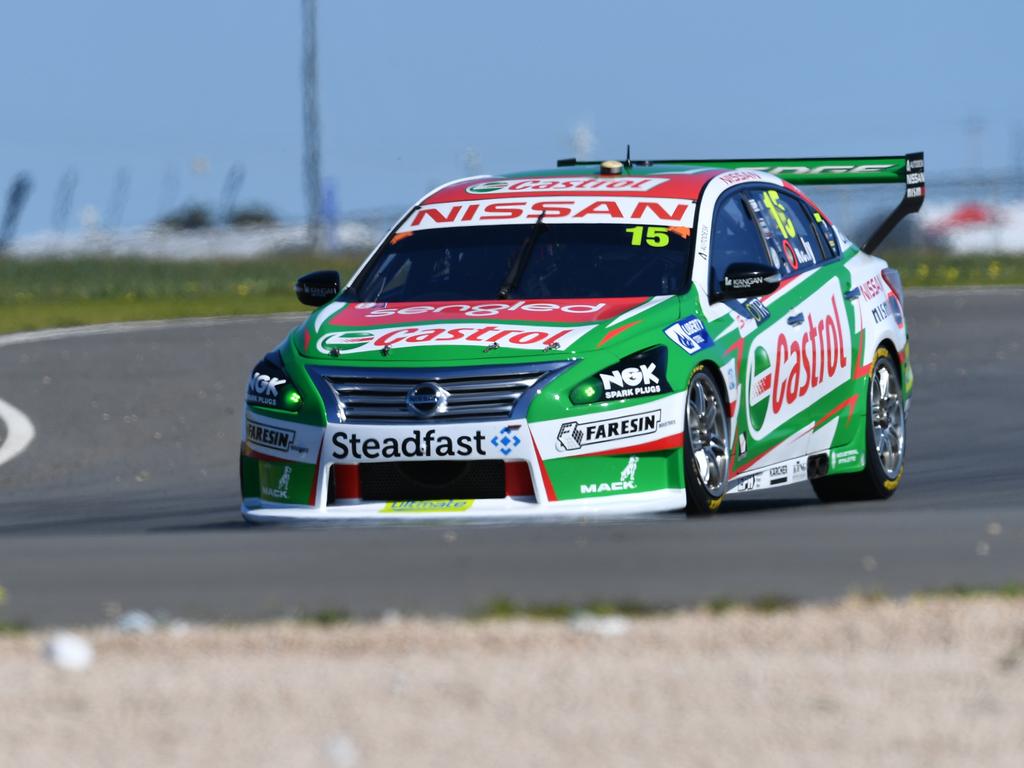 Rick Kelly of the Nissan Motor Sport team is seen during a qualifying session for Race 22 of the 2018 Virgin Australia Supercars Championship at the OTR SuperSprint at The Bend Motorsport Park. AAP Image/David Mariuz