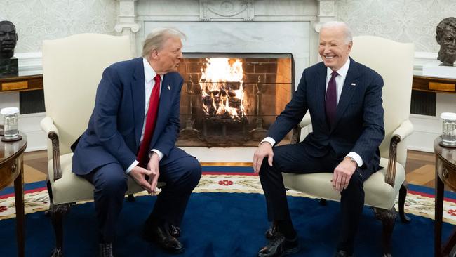 The meeting stood in contrast to the 2020 transition when Donald Trump refused to invite Joe Biden to the White House. Picture: AFP.