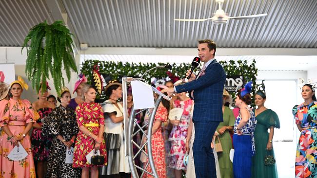 Frank Russo hosting the 7 News Cairns fashion luncheon at the Cairns Cup. Photo by Emily Barker