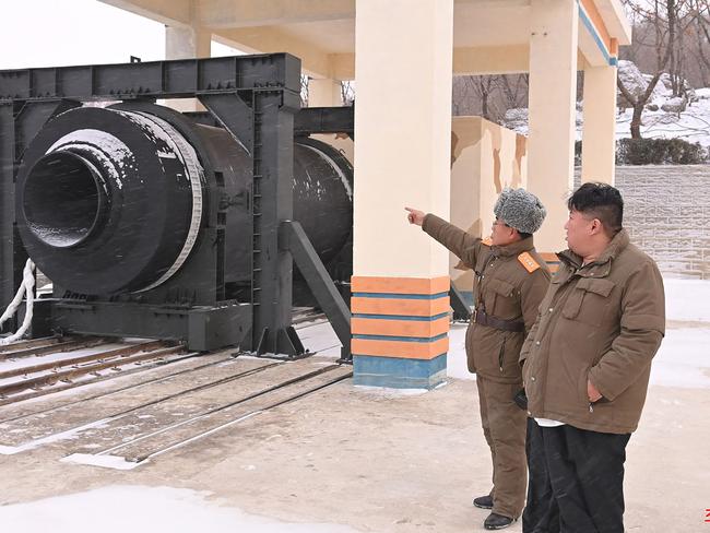 North Korea's leader Kim Jong-un as he directs a ground ejection test at the Saikai satellite launch site in South Pyongan Province. Picture: AFP