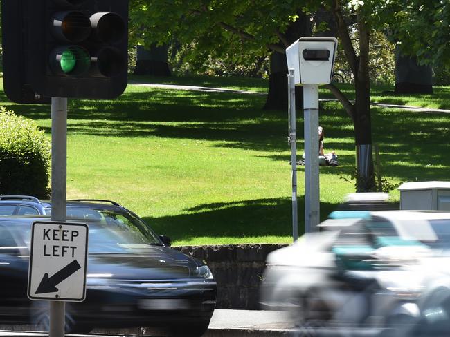 A NEW speed camera in Melbourne's CBD is now the state's biggest road safety revenue raiser less than 12 months after it was installed. Statistics have revealed the camera t the intersection of King and La Trobe St now offers more infringements than any other location in the state. Picture: Tony Gough