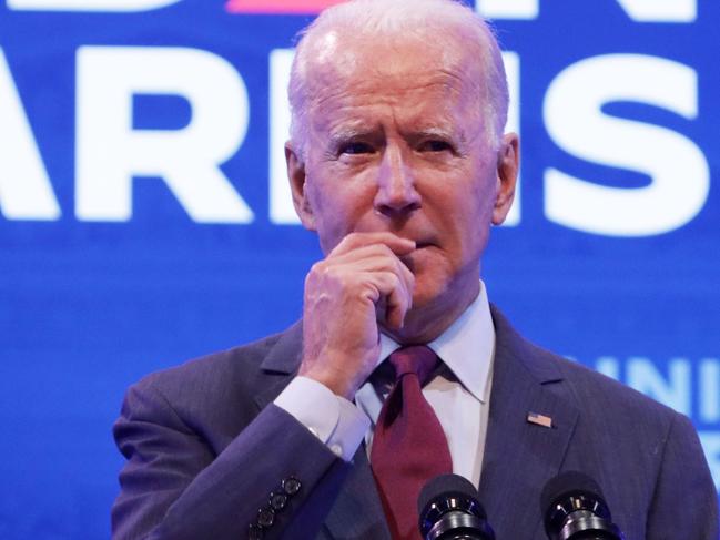 WILMINGTON, DELAWARE - SEPTEMBER 27: Democratic presidential nominee Joe Biden speaks during a campaign event on September 27, 2020 in Wilmington, Delaware. Biden spoke on President Trumpâs new U.S. Supreme Court nomination.   Alex Wong/Getty Images/AFP == FOR NEWSPAPERS, INTERNET, TELCOS & TELEVISION USE ONLY ==