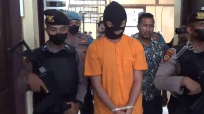 Noosa man Bodhi Risby-Jones paraded by Indonesian police