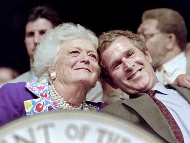Barbara Bush and her son George W. Bush at the 1992 Republican National Convention. He would also attain the Oval Office eight years later. Picture: AFP / Chris Wilkins