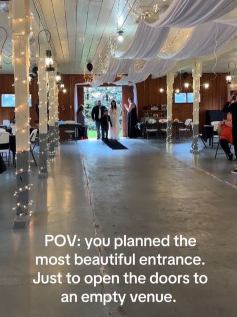 She said she had planned the “most beautiful” entrance but was disappointed with the reality. Picture: TikTok