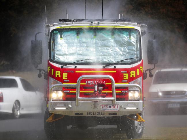 Fire Truck with new fire prevention system being displayed