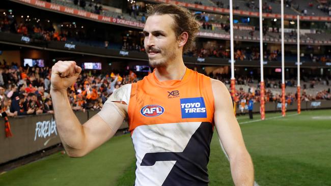 Davis soaking up the Giants’ preliminary final win over Collingwood. Picture: Michael Willson (Getty).