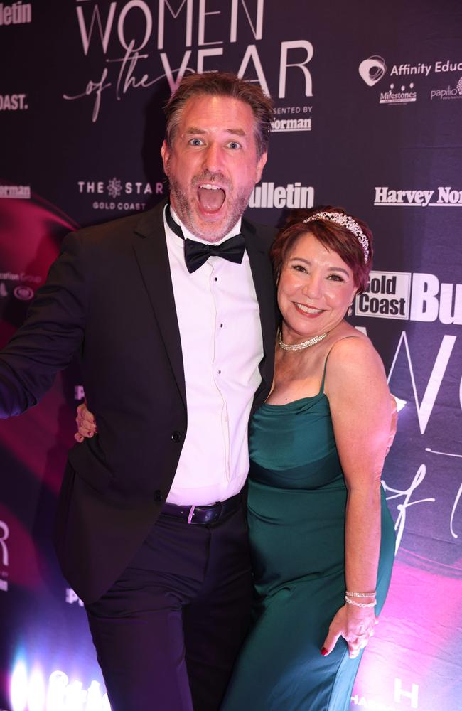 Glenn Tozer and Kathleen Simpson at Gold Coast Bulletin Women of the Year Awards Presented by Harvey Norman 2024. Picture, Portia Large.