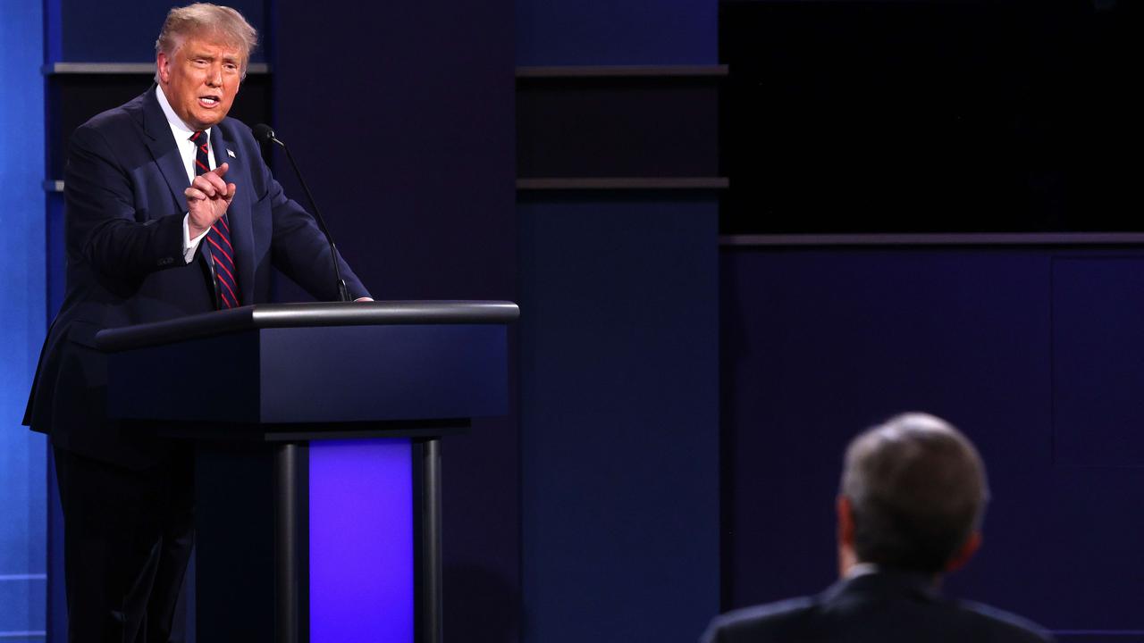 Donald Trump argues with first debate moderator Chris Wallace. Picture: Scott Olson/Getty Images/AFP