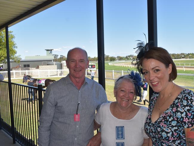 Tony and Gail Wilson, with Katie Saunders from Warwick at Warwick Cup race day at Allman Park Racecourse, Saturday, October 14, 2023 (Photo: Michael Hudson/ Warwick Daily News)