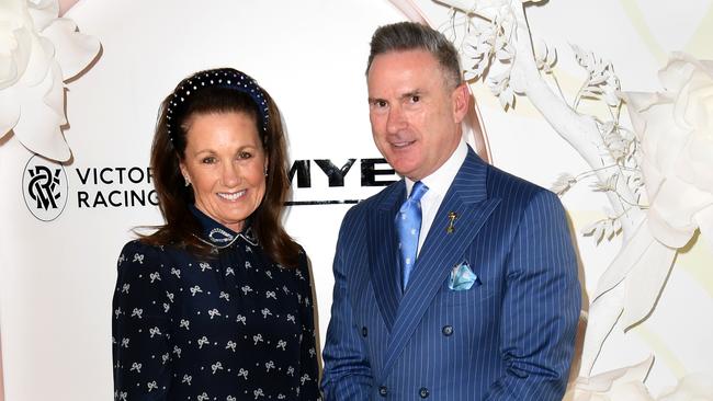 Former VRC chairman Amanda Elliott with then chief executive Neil Wilson. Picture: AAP Image